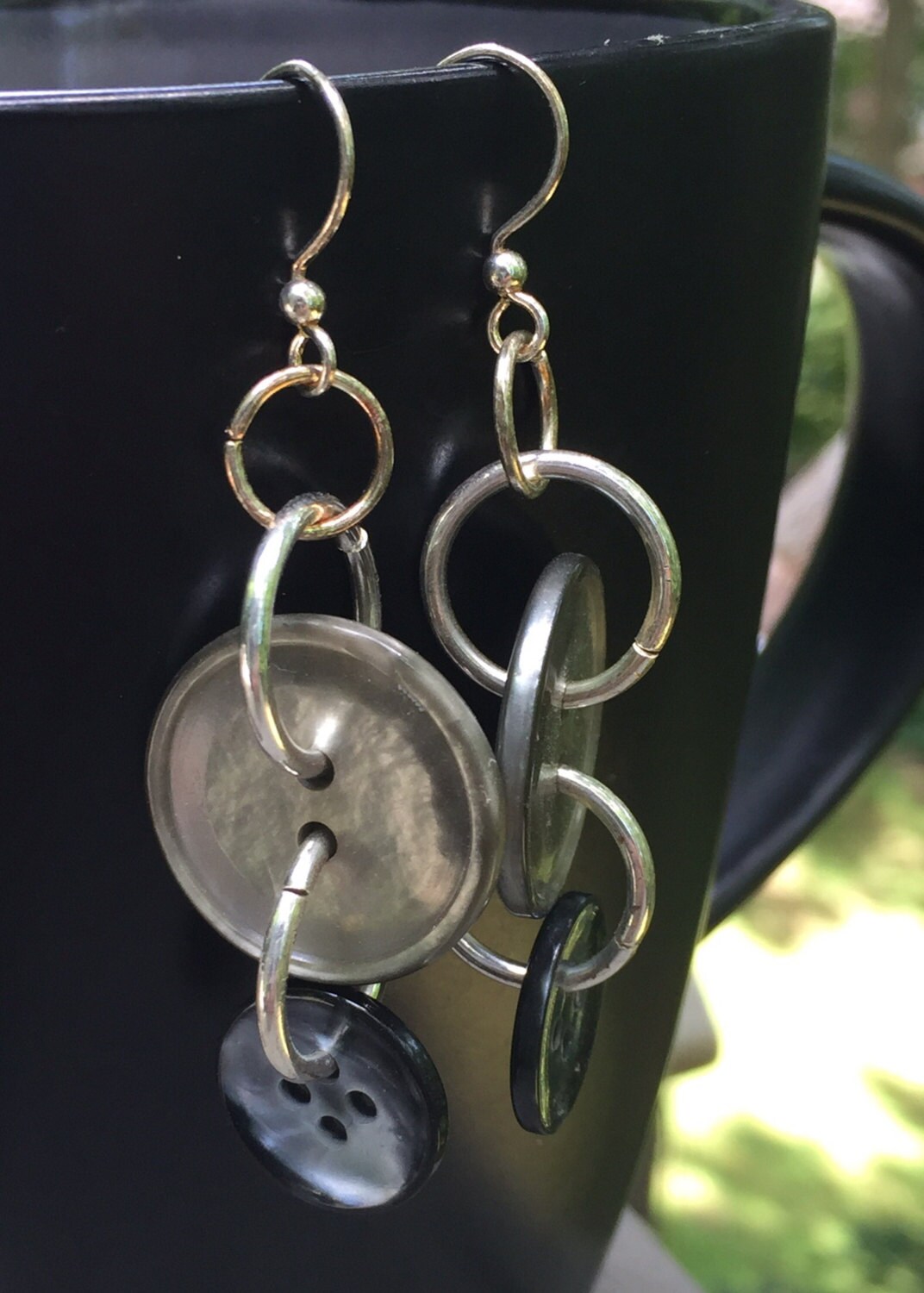 Button earrings edgy earrings bohemian earrings hipster