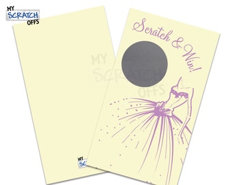 Bridal Shower Scratch Off Game Cream with Purple dress Scratch and Win - Scratch Off Game Card