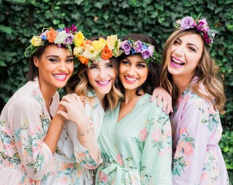 Premium Bridesmaids Robes - Dreamy Angel Song Pattern - Soft Rayon Fabric - Better Design - Perfect for getting ready on your big day