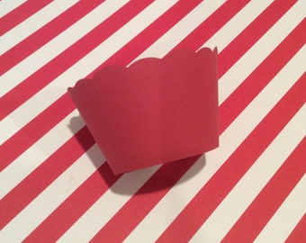 Red Cupcake Wrappers, Holiday Cupcake Wrappers, Solid Red Cupcake Wrappers