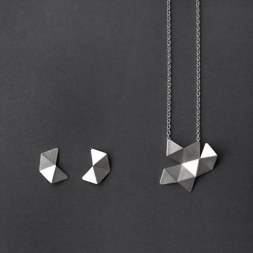 Geometric Silver Jewelry Set 18 Geometric Pendant
