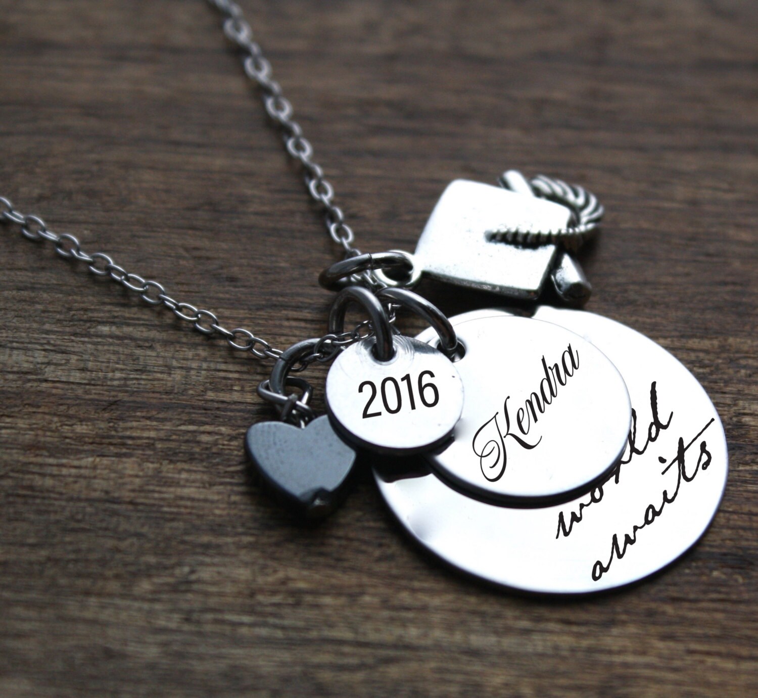 Graduation Necklace Personalized Graduation by sierrametaldesign