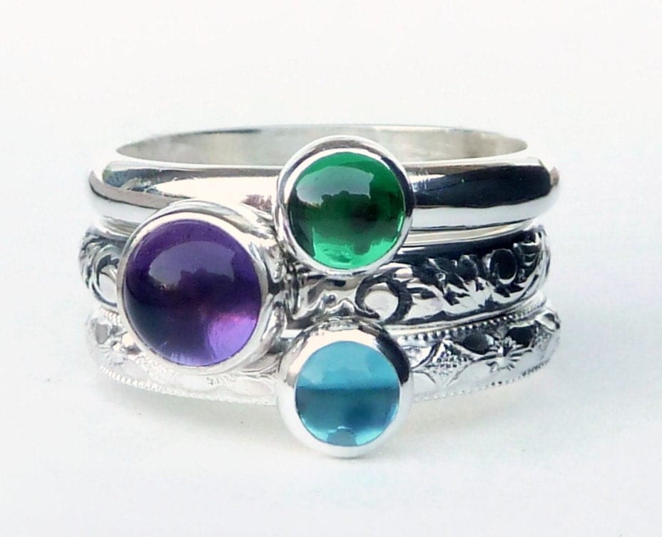 stackable mothers ring 3 stones