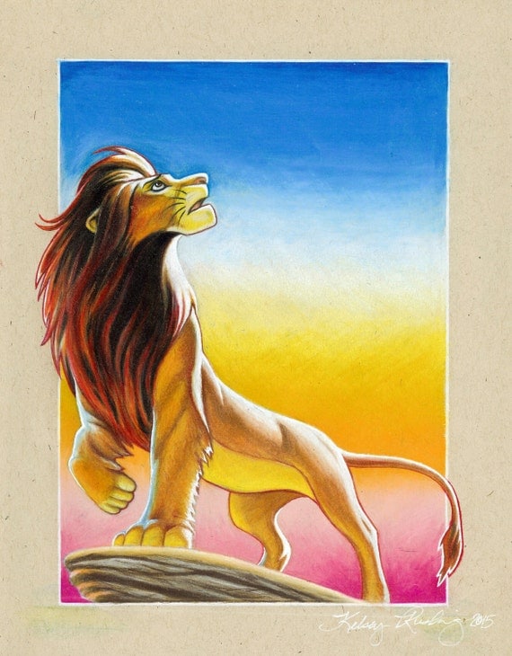 Original Lion King Simba Colored Pencil Drawing by kelseyrushing