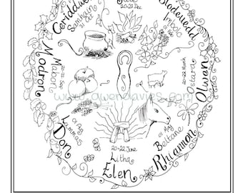 Adult Colouring In PDF Download Celtic Welsh Pagan Calming Mindfulness Henna Zen Mandalas Flower Anti Stress