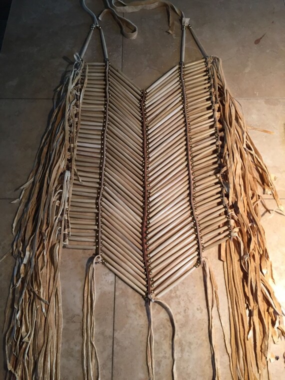 BRAIN TAN leather Real Buffalo bone breastplate native