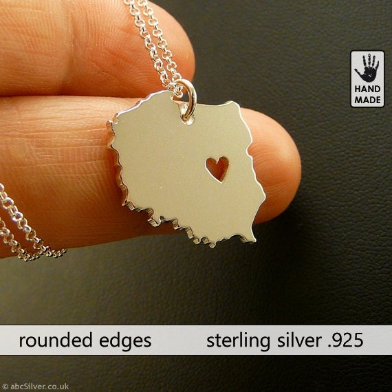 POLAND Map Handmade Personalized Sterling Silver .925 Necklace