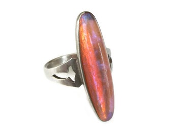 Sterling Silver Dragons Breath Ring - Sterling Silver, Antique Ring, Art Deco Style, Vintage Ring, Vintage Jewelry, Size 6.25