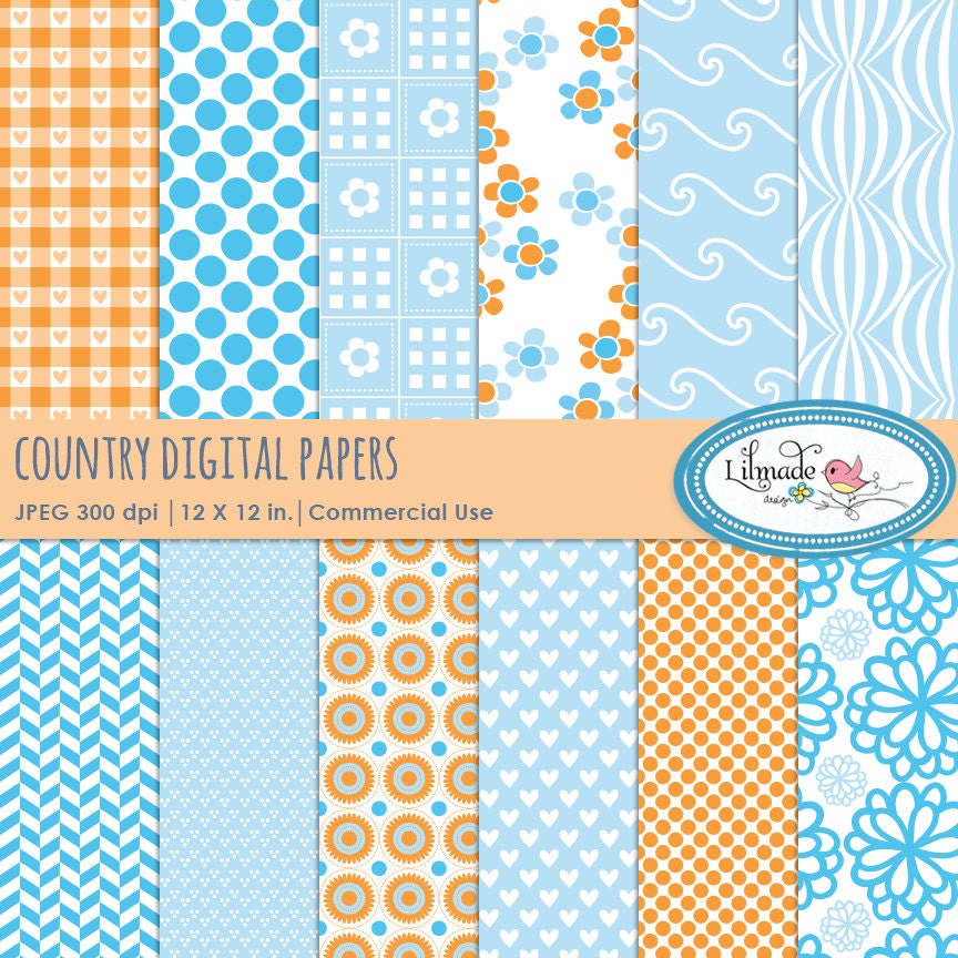 Country digital papers country style scrapbook papers