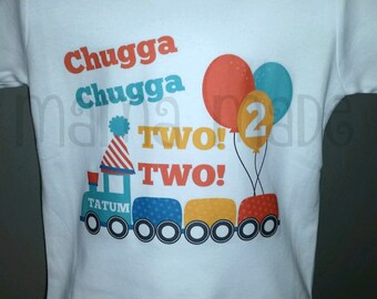 Boy's Birthday Shirt, Boys 2nd Birthday Shirt, Chugga Chugga Two Two Shirt, Train Birthday Shirt, Boy's Train Birthday Shirt, 2nd Birthday