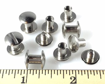 CONCHOS Chicago Screws 1/4 inch Plain 25 pcs NP SILVER