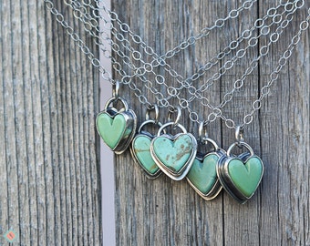 Turquoise Heart Necklace, sterling silver heart necklace, southwestern necklace