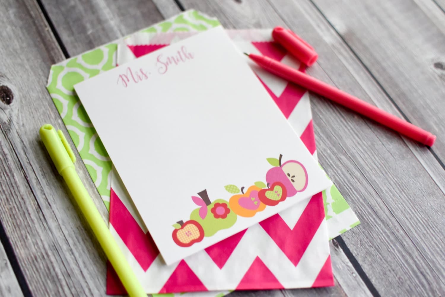 Personalized Apple Teacher Notepads / Personalized Notebook