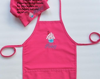 Personalized Kids Apron - Monogrammed Childs Apron - Cupcake