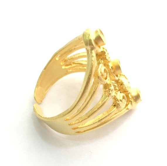 Adjustable Ring Blank 3mm blank Gold Plated Brass G5946