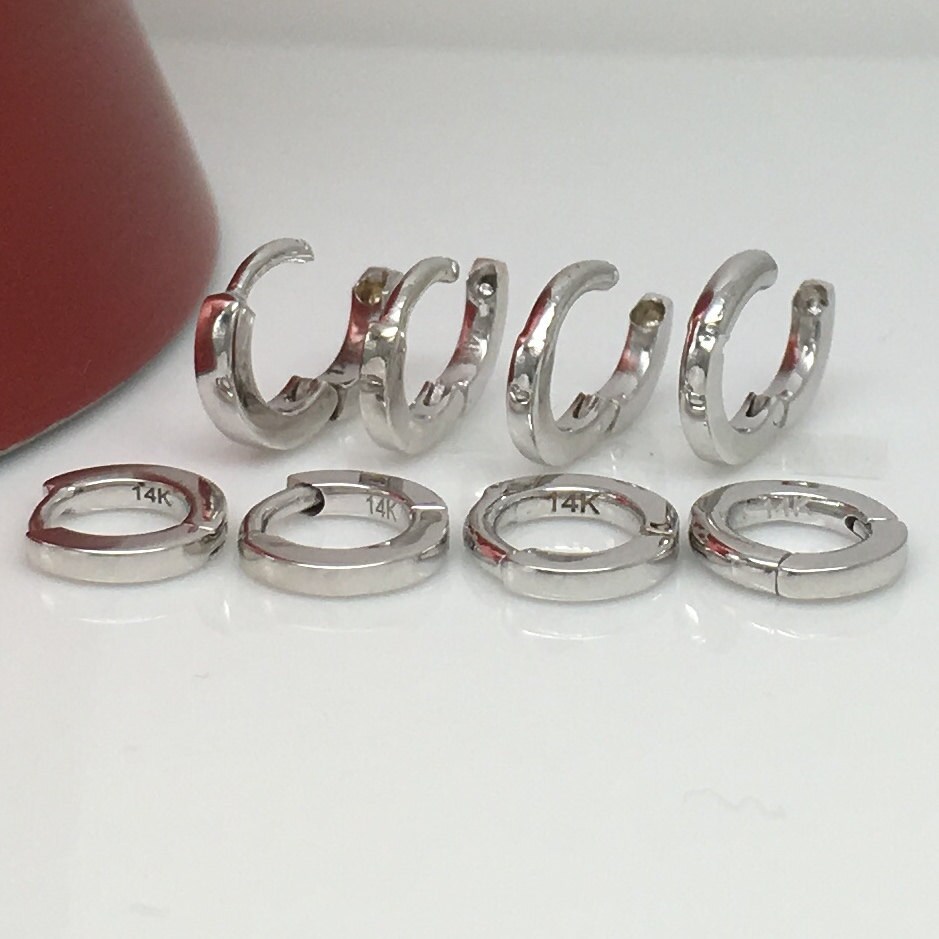 Continuum gauge cartilage hoop earring solid white gold hoop