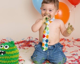 1st Birthday Boys, Cake Smash Outfit Boy, Boys Argyle Necktie, Baby Tie Photo Prop, Boy's Birthday Tie, Boy's Cake Smash Tie, Boys Necktie