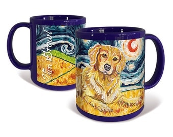 Golden Retriever Coffee Mug Van Growl Starry Night