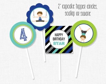 Gymnastics Cupcake Toppers, Gymnastics Party Decorations, Gymnastics Birthday Cupcake Toppers, Printable Cupcake Toppers