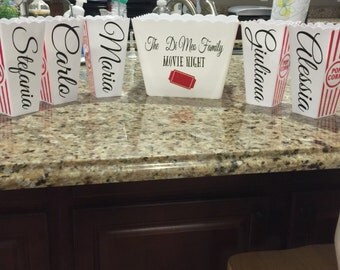 Personalized Popcorn Tub, Christmas ideas for family, newlywed gifts, family gifts, popcorn theme party, movie party favors, party favors