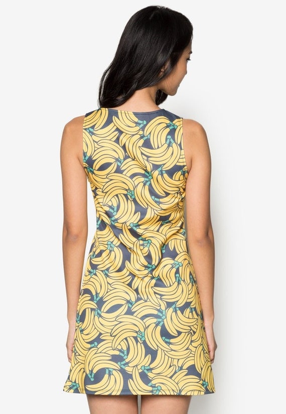 Banana Dress Fruit Dress Tropical Dress Funky Retro Dress