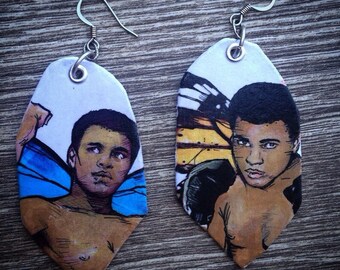 Muhammed Ali earrings - blue morpho and monarch butterfly - Float like a butterfly