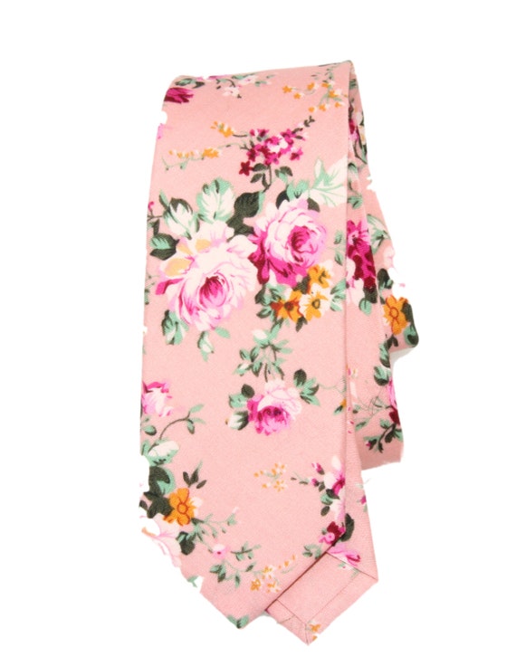 Men's Slim Peach / Blush Floral Necktie Tie