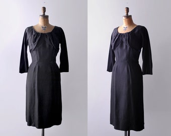 60 wiggle dress. m. 1960's black dress. pinup. silk. 60's sheath dress. saks fifth avenue.