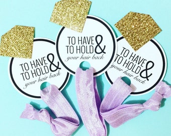 Single Set 1 card Hair Ties Bachelorette Party Favors KIT Accessories Gift Glitter Diamond **READ Listing Description before Purchasing**