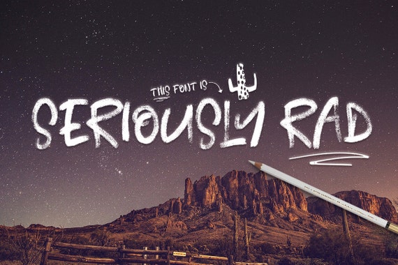 Digital Font Seriously Rad - Digital Typeface - Hand Painted Brush font - Instant Download