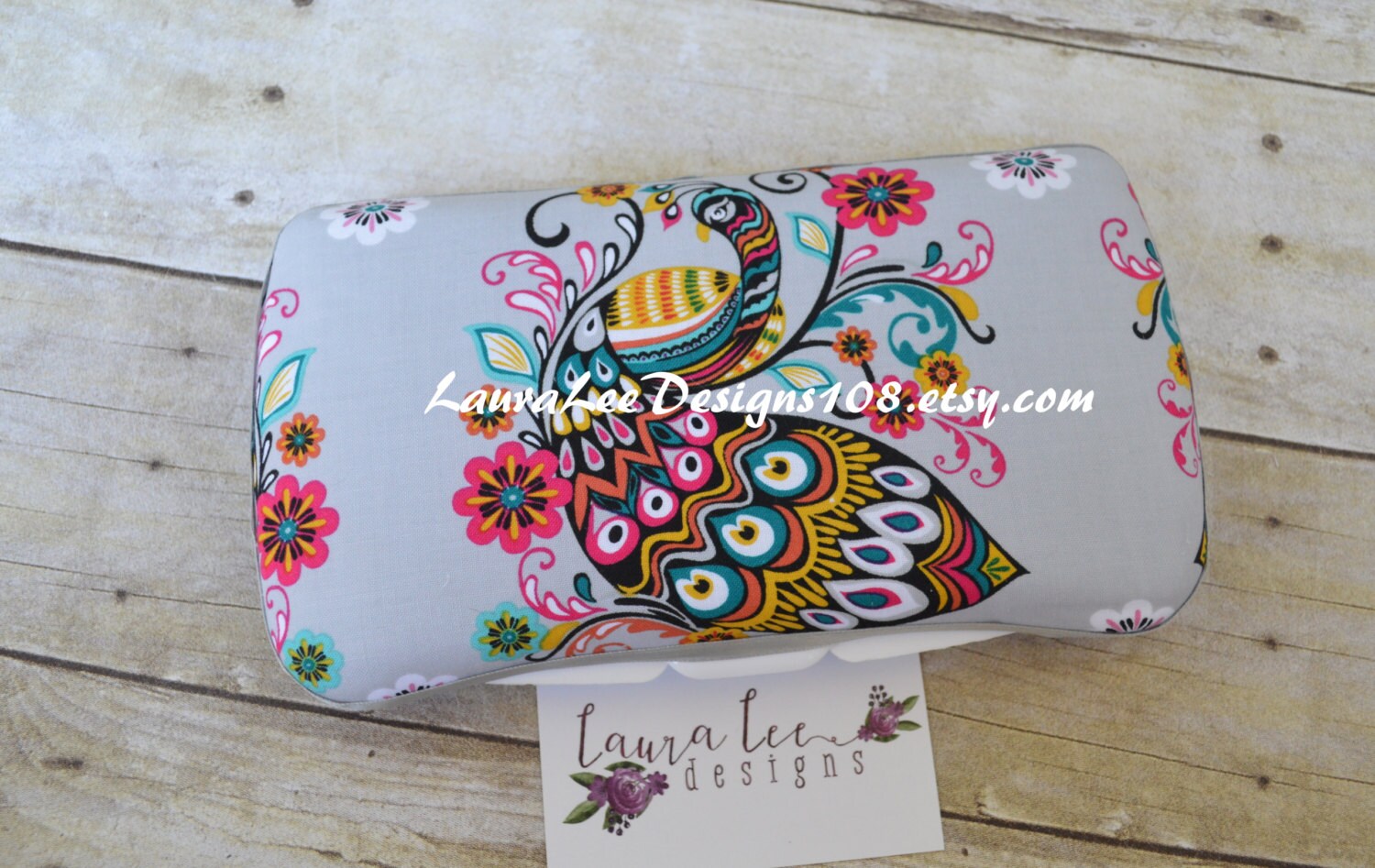 Retro Peacock Travel Baby Wipe Case Personalized Wipe Case