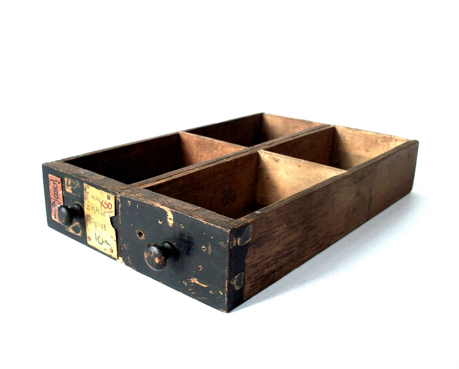 Vintage Hardware Store Drawers with Wood Knobs / Storage