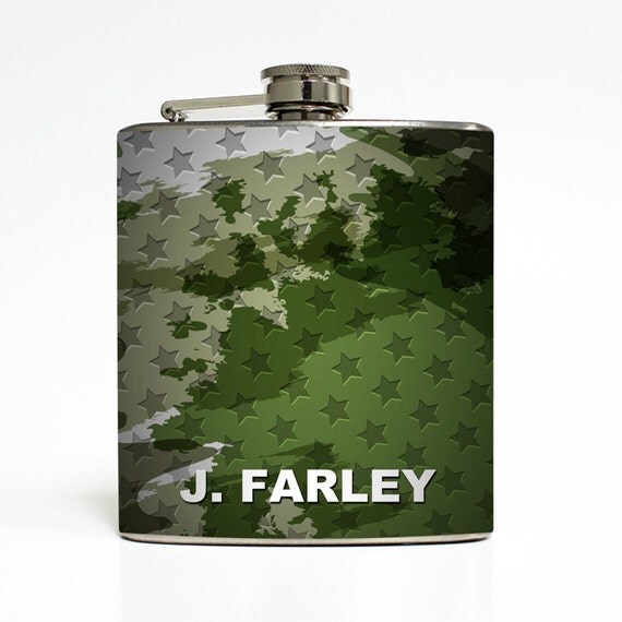 Personalized Military Whiskey Flask Army Camo by LiquidCourage