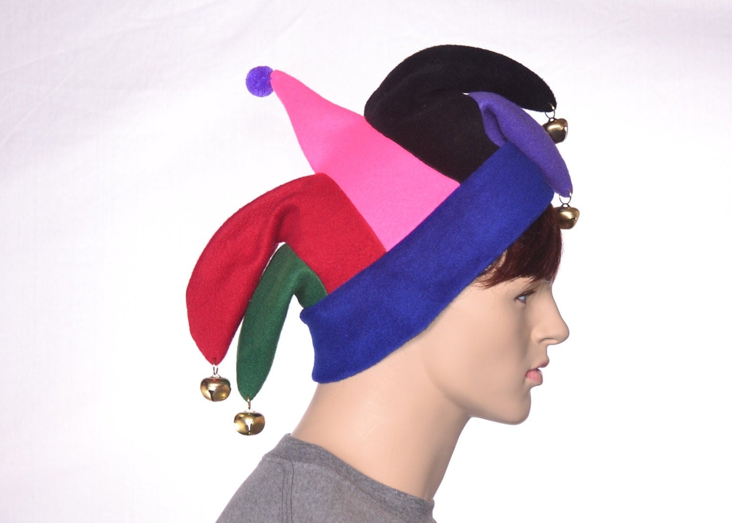 Jester Hat in Multicolor Fleece 5 Pointed