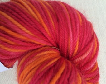 Red, and Orange Self Striping Sock Yarn Superwash Merino Sport Weight