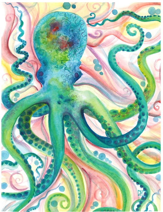 Octopus Art Instant Download Sea Creatures Ocean life Digital