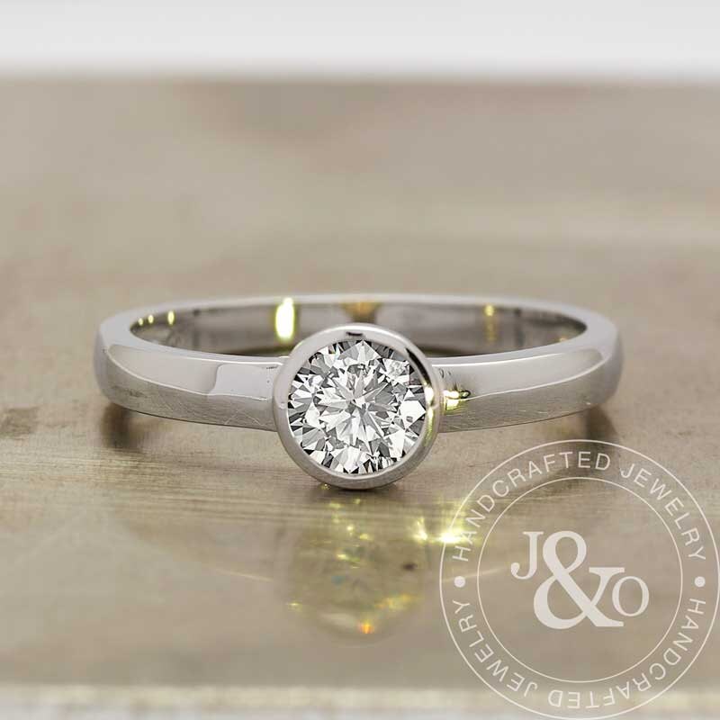 Bezel Set Engagement Ring 0.60 Carat Low Profile Engagement