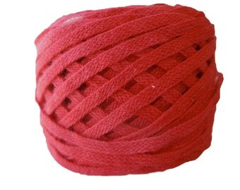 Flat Braid, 100% Organic Cotton, 25 Yards, Hand-Dyed, Bright Red