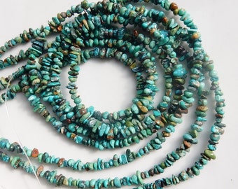Natural turquoise chips (4-6x1-4mm), natural turquoise, full strand(15.5 inches), turquoise chip beads