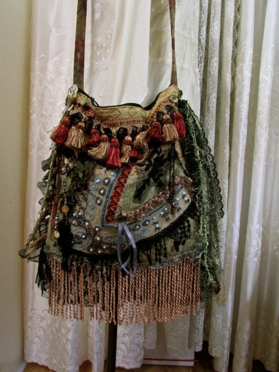 Bohemian Gypsy Purse handmade fabric bag fabric shoulder