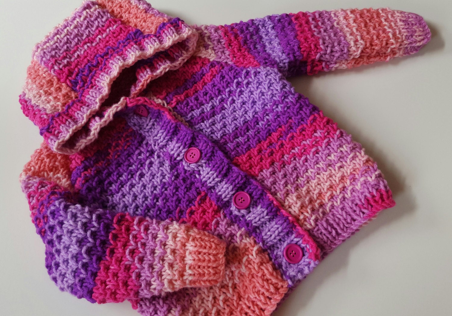 Baby Knitting Pattern Toddler  Girls or Boys Hooded Cardigan 