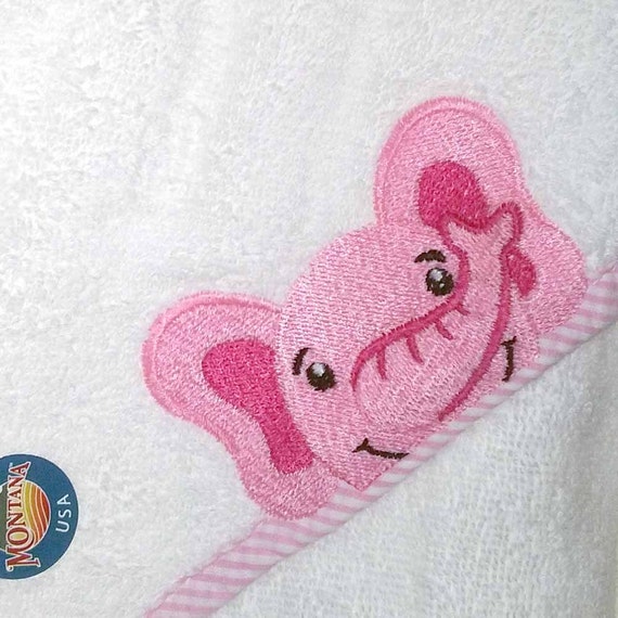 Pink Elephant Hooded Baby Towel Hooded Towel Baby Towel