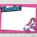 Neon Roller Skate Thank You Card Instant Download