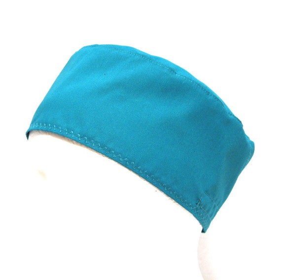 Mens Teal Scrub Hat. Surgical Cap or Chefs Skull Cap