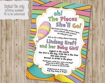 Oh The Places You'll Go baby shower invitation