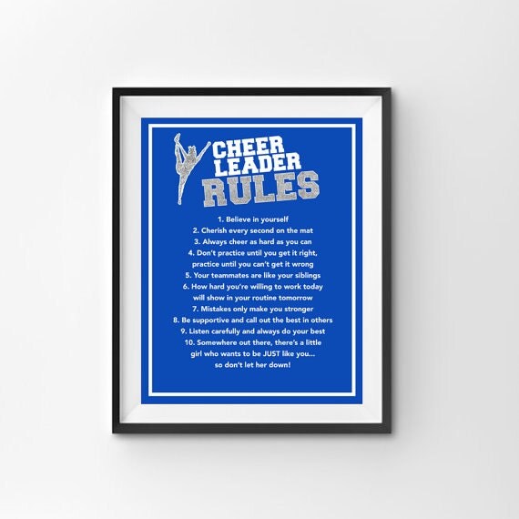 Cheerleader Rules Instant Download Printable Poster Gift for