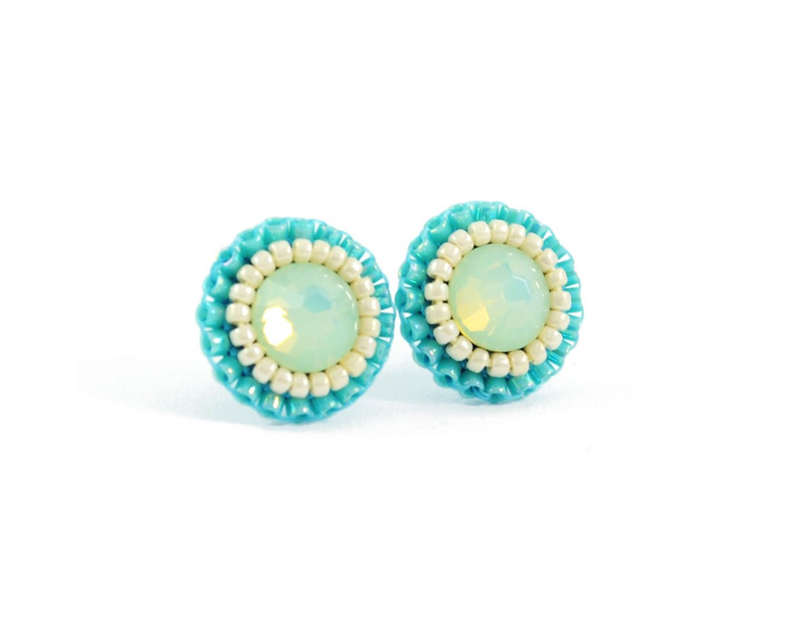 Mint earrings mint bridesmaid earrings mint wedding