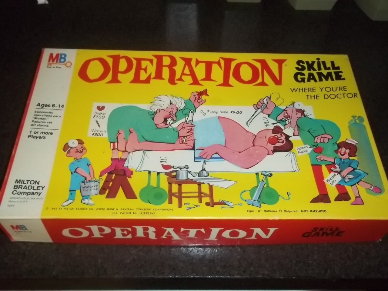 Vintage Operation Board Game dated 1965 by Milton Bradley