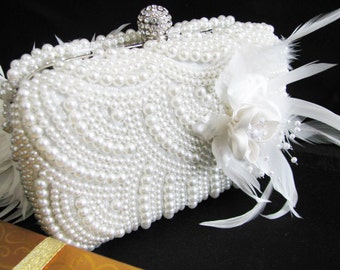 Wedding Bag Clutch Formal Evening Bag with Faux pearl