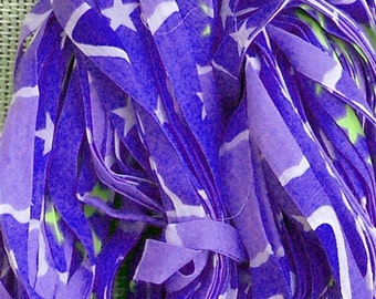 Periwinkle Blue, Yellow and White Print, Pre-folded Cotton Fabric Strip, 25+ yards, Newly Made from Vintage Fabric, Strip for Rugs, Baskets